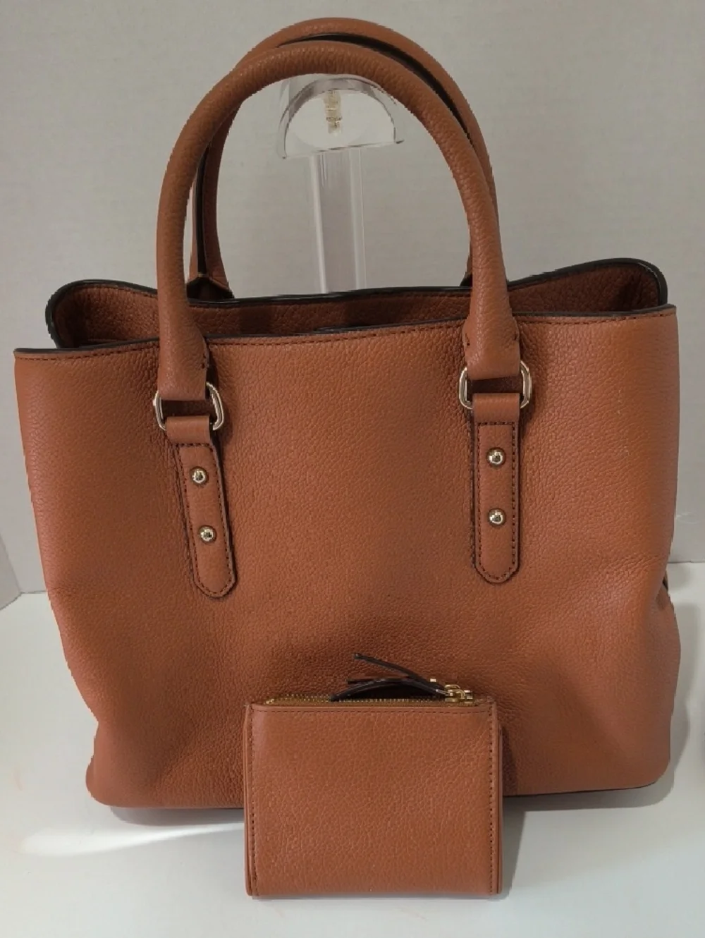 kate spade Cognac Pebbled Leather Tote with Zip Wallet - Picture 7 of 16